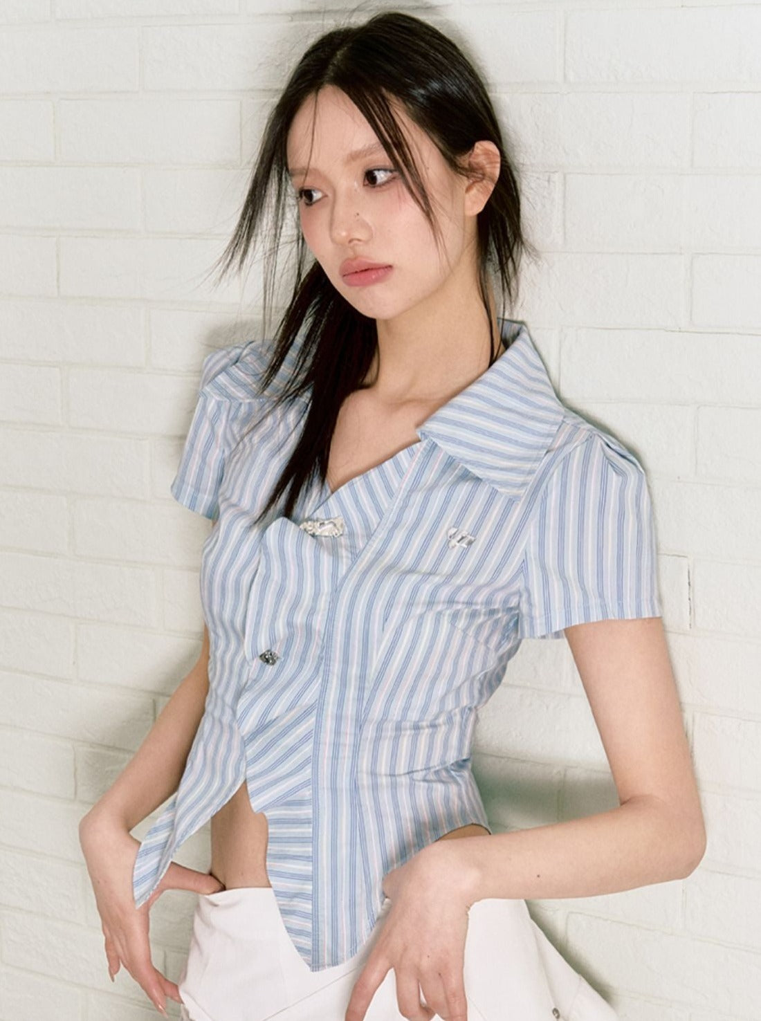 ストライプスリムサマーシャツ