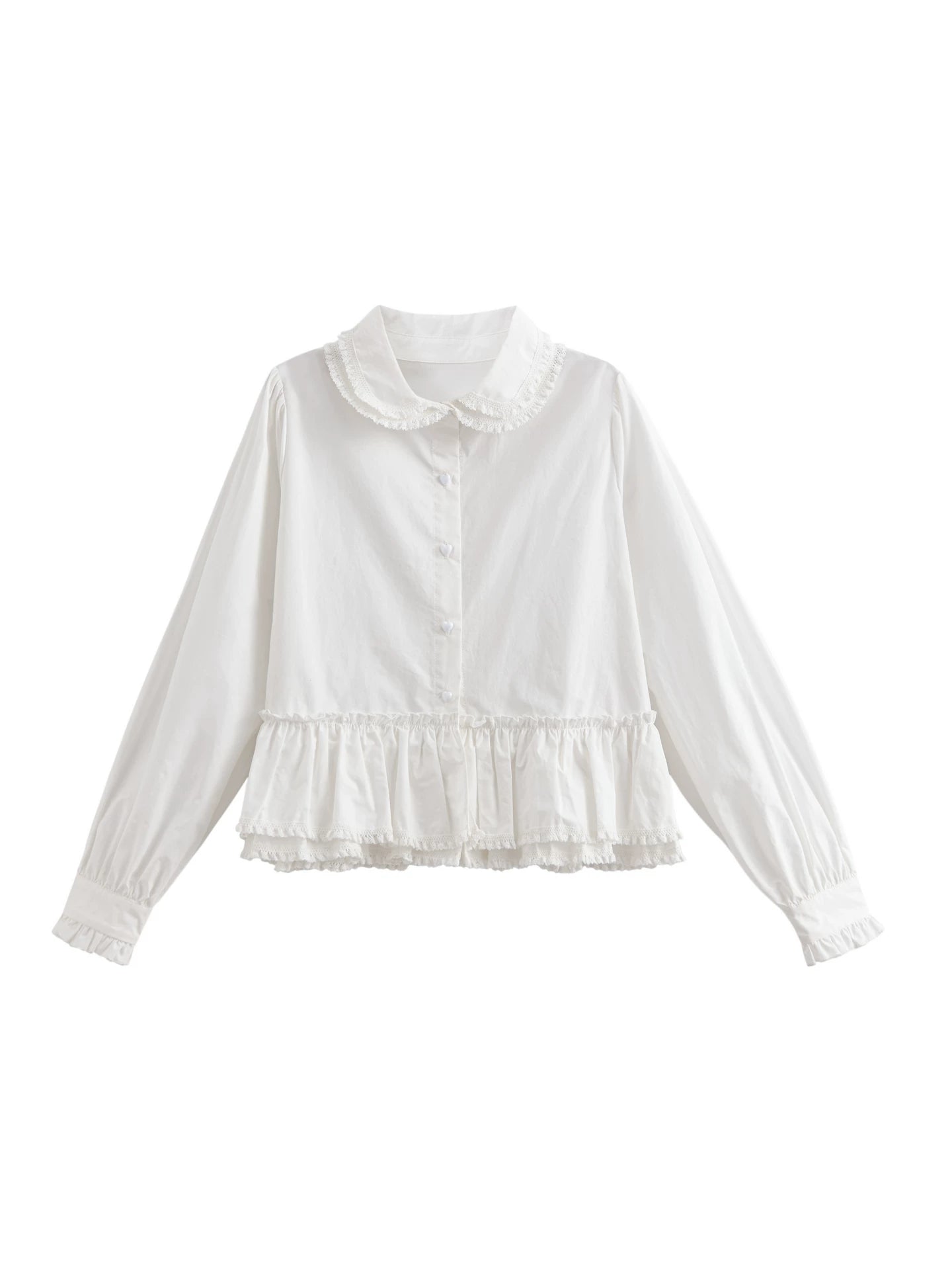 Double Layer Lace Doll Collar Blouse