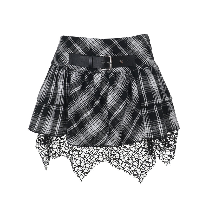 Gothic Check Puffy Skirt