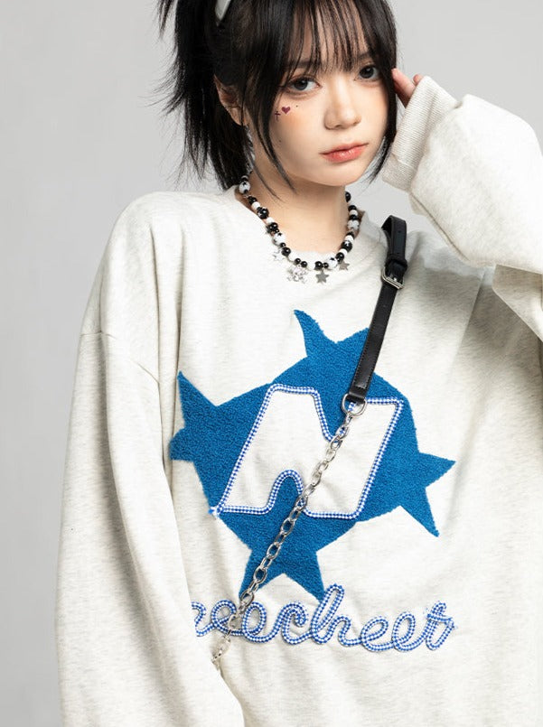 Sweet Cool Round Neck Trendy Star Sweatshirt