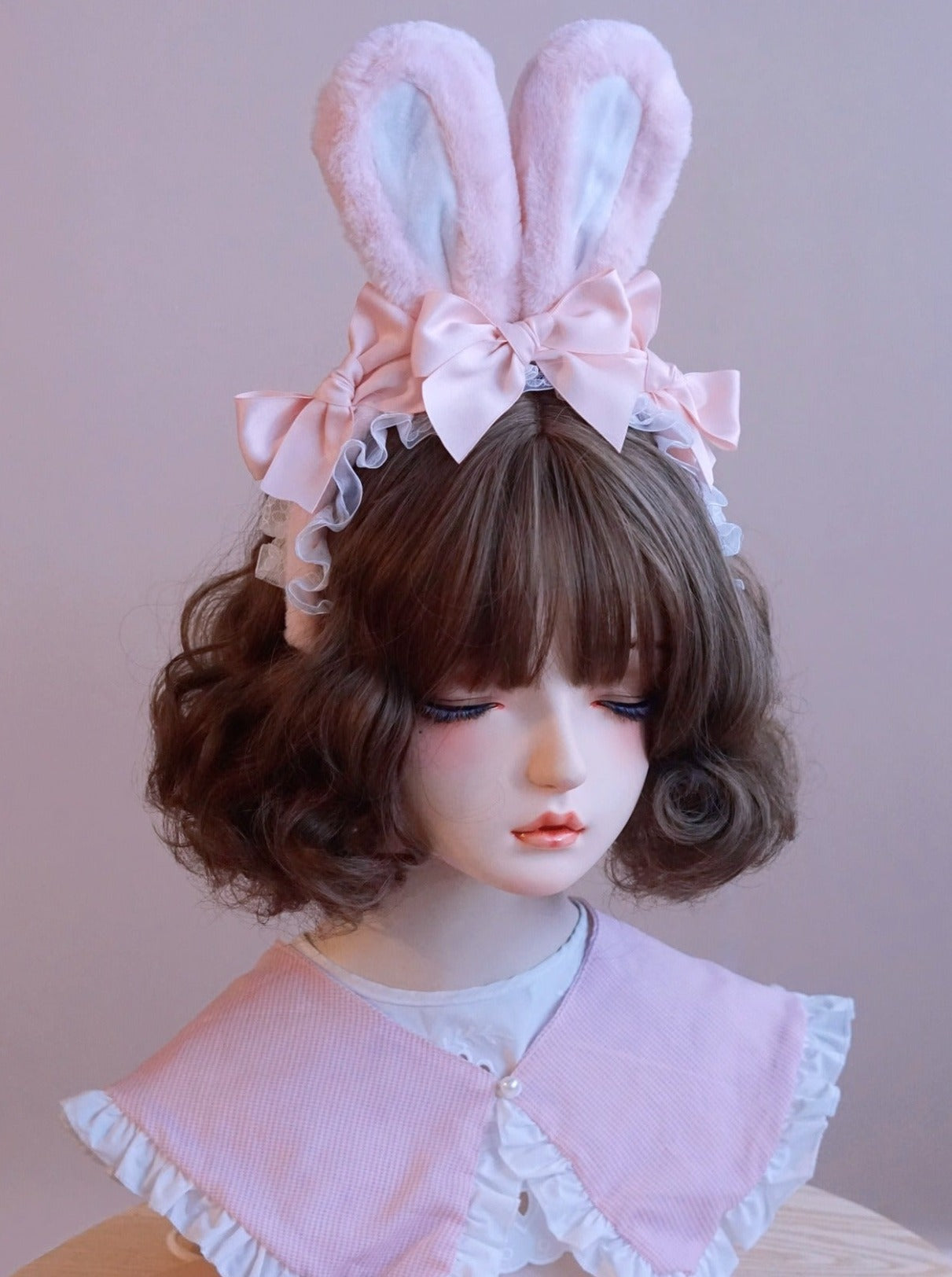 Pink Fur Big Bunny Lolita Headband