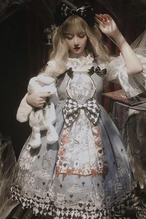 アリスゴシックレトロブルーサスペンダードレス