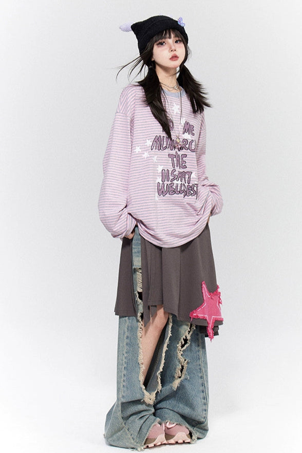 Y2KポップスターレタープリントロンT