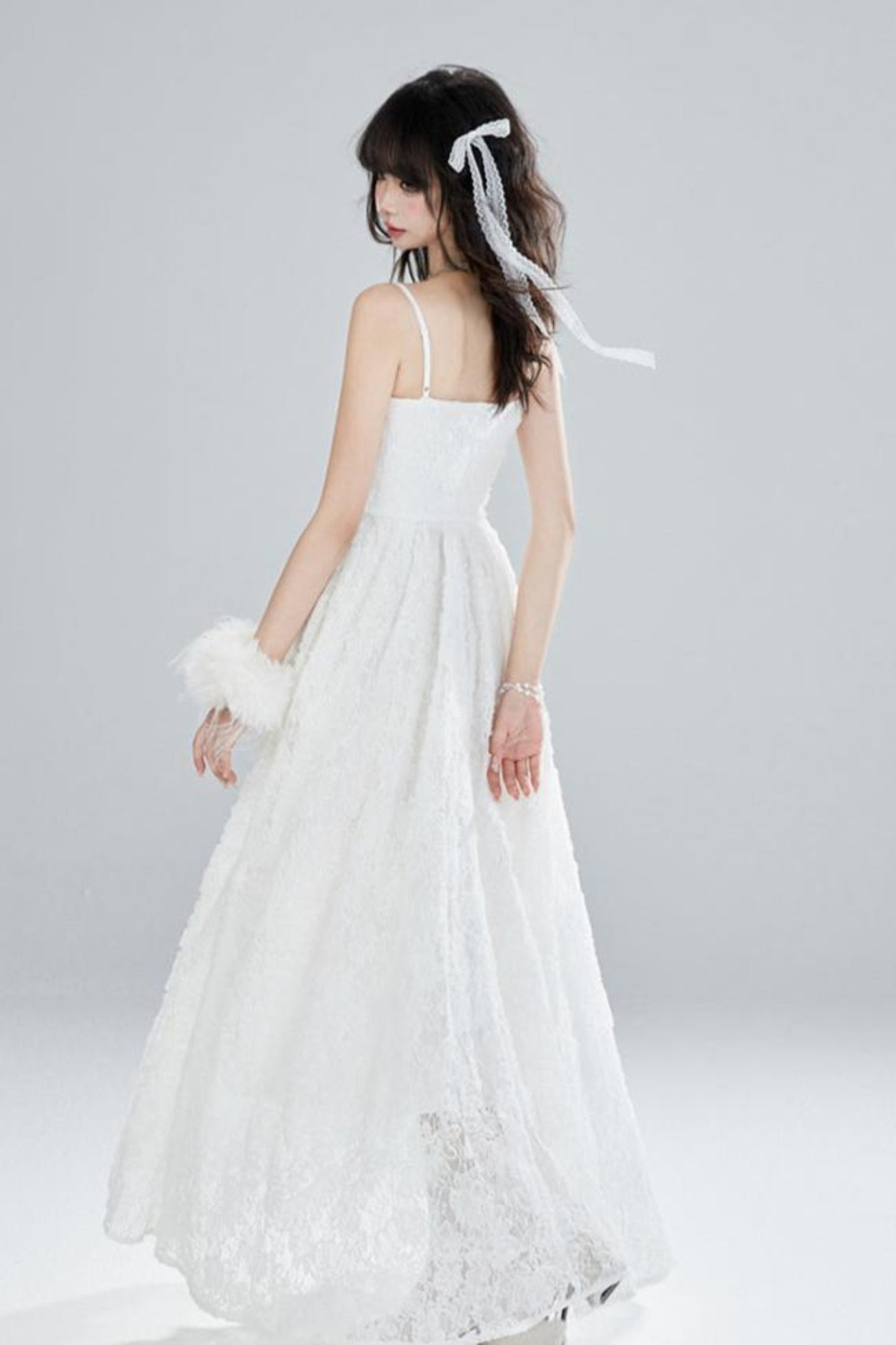 White Lace Suspender Dress