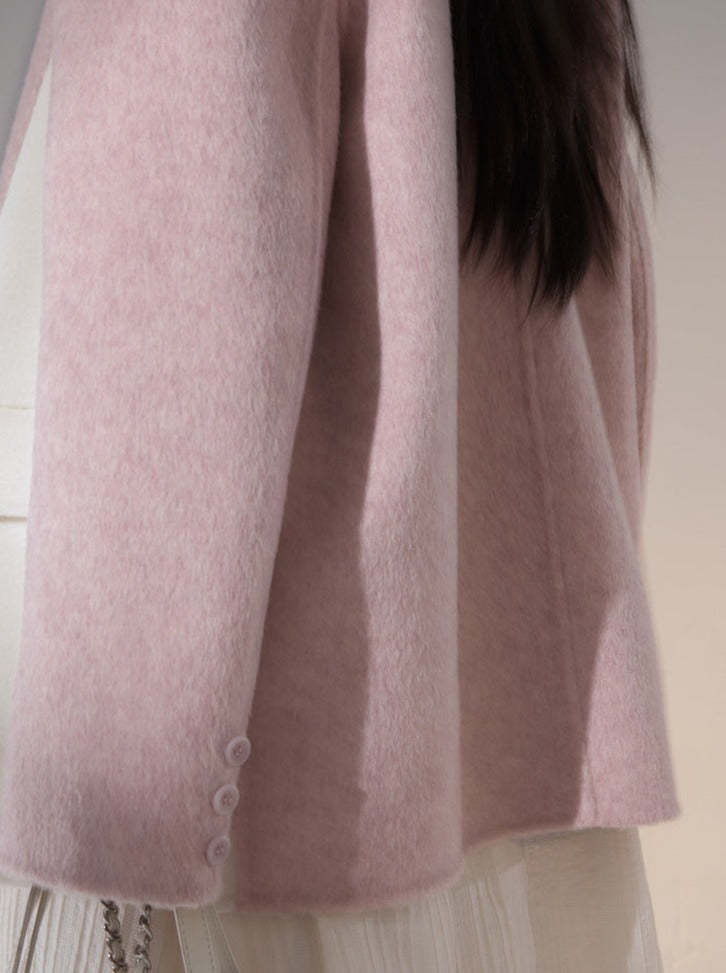 Peach Lapel Velvet Wool Jacket