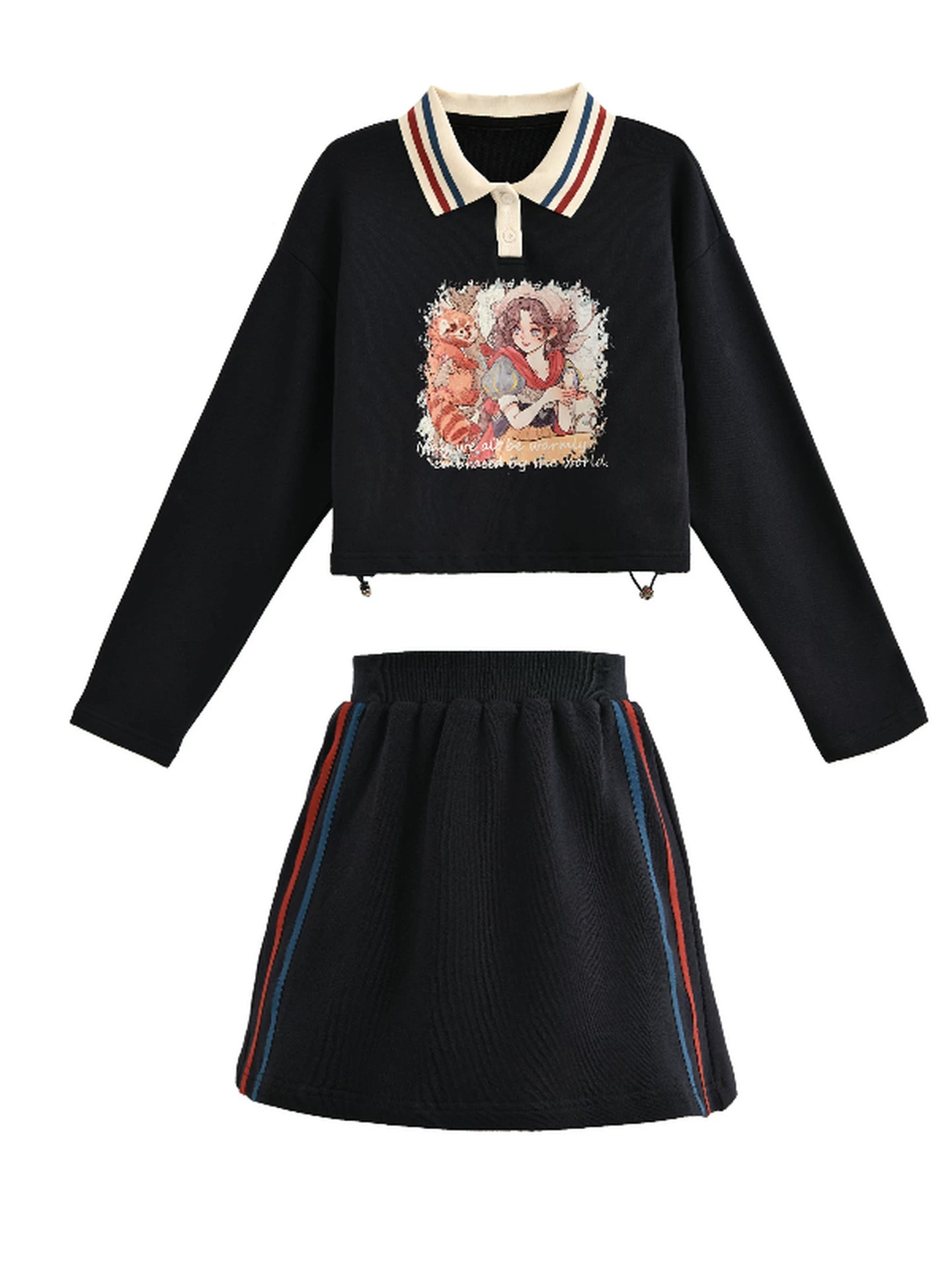 Mori Girl Baumwoll-T-Shirt + Rock