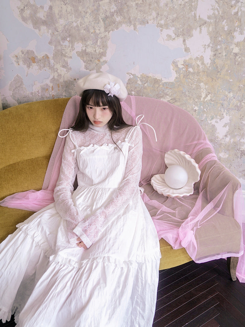 レースシアーハイネックトップス