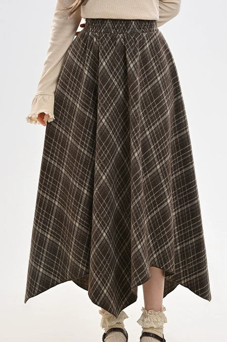 レトロチェックハイウエストスカート