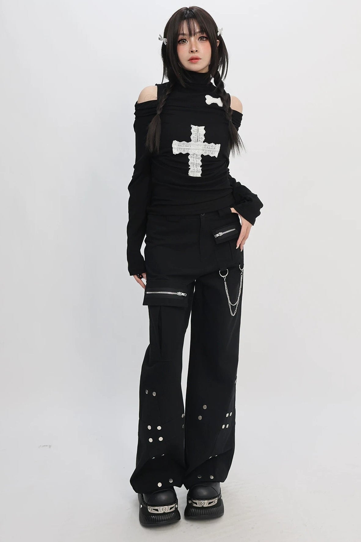 Lace Cross Off-Shoulder Top