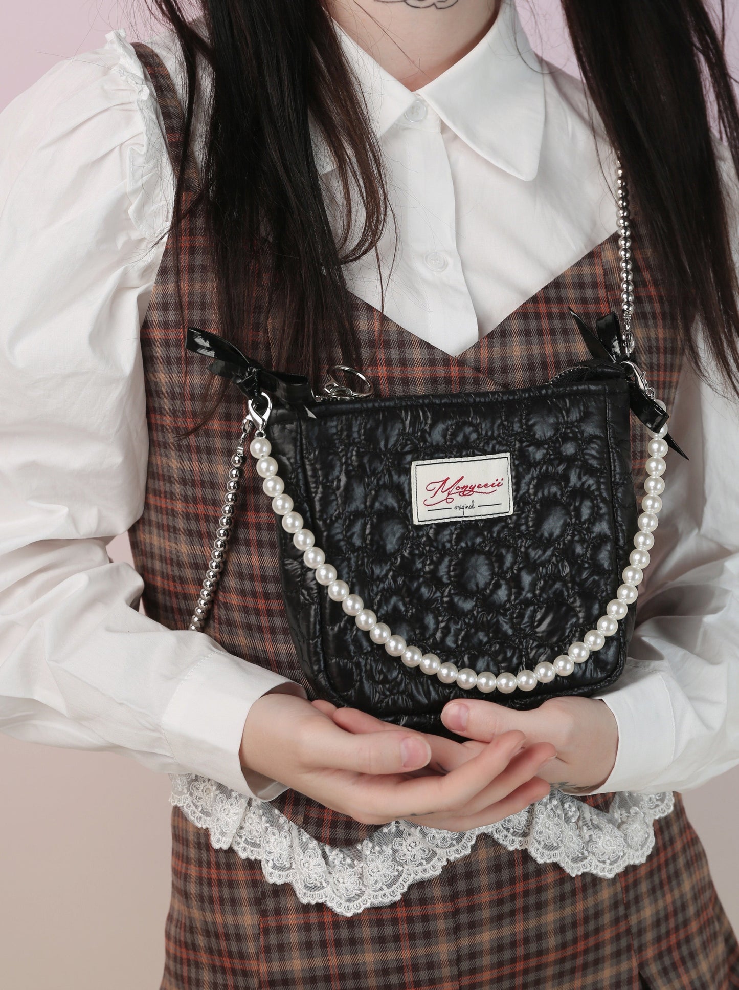 スイートフェアリーエンブロフラワーパールストラップミニショルダーバッグ