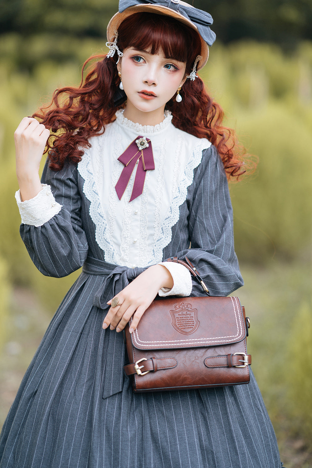 クラシカルストライプボリュームロリータドレス【予約商品】