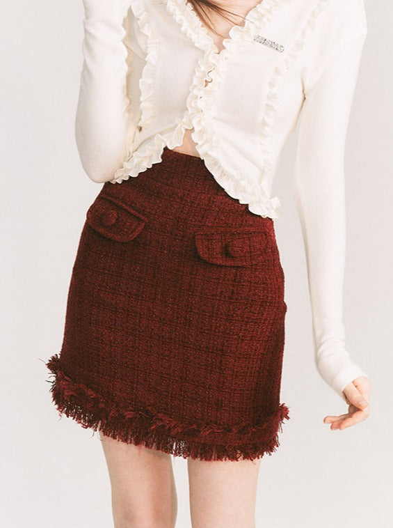 リトルチェリーツイードジャケット+ツイードタイトスカート