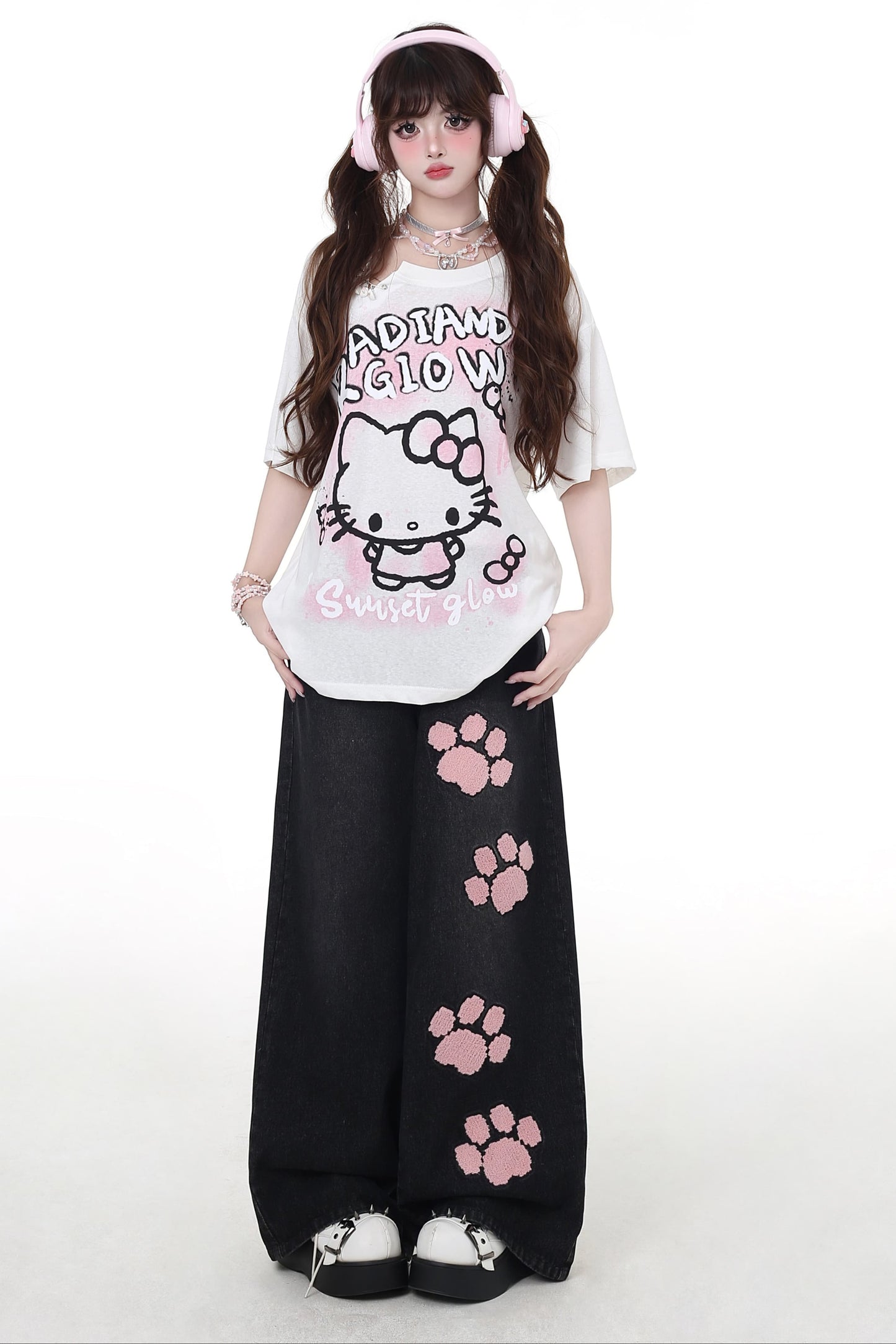 スウィートハイウエストストレートジーンズ