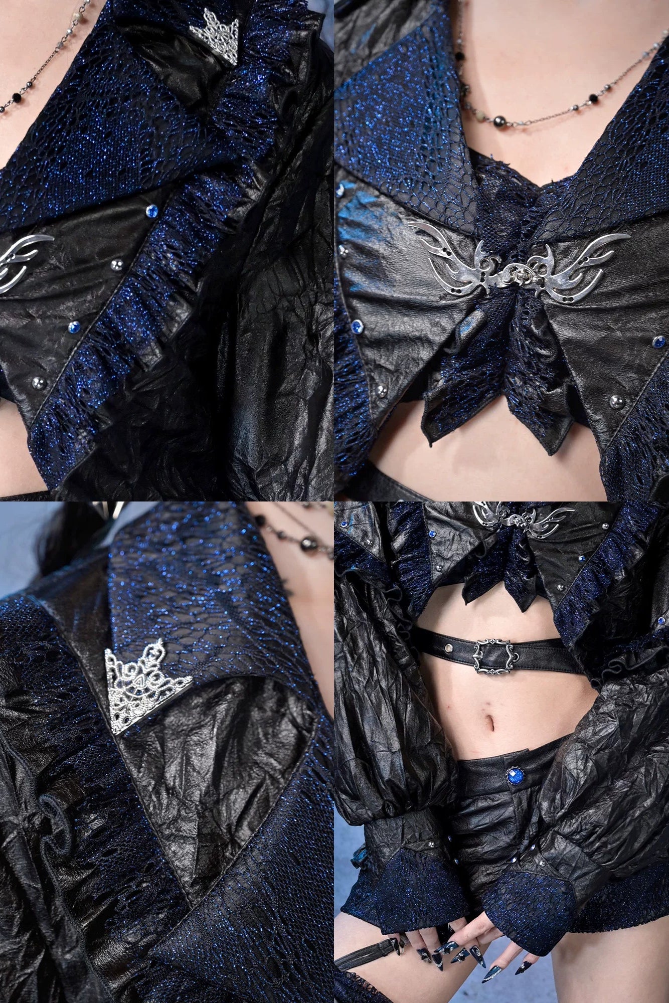 Dark Punk Lace Ruched Jacket