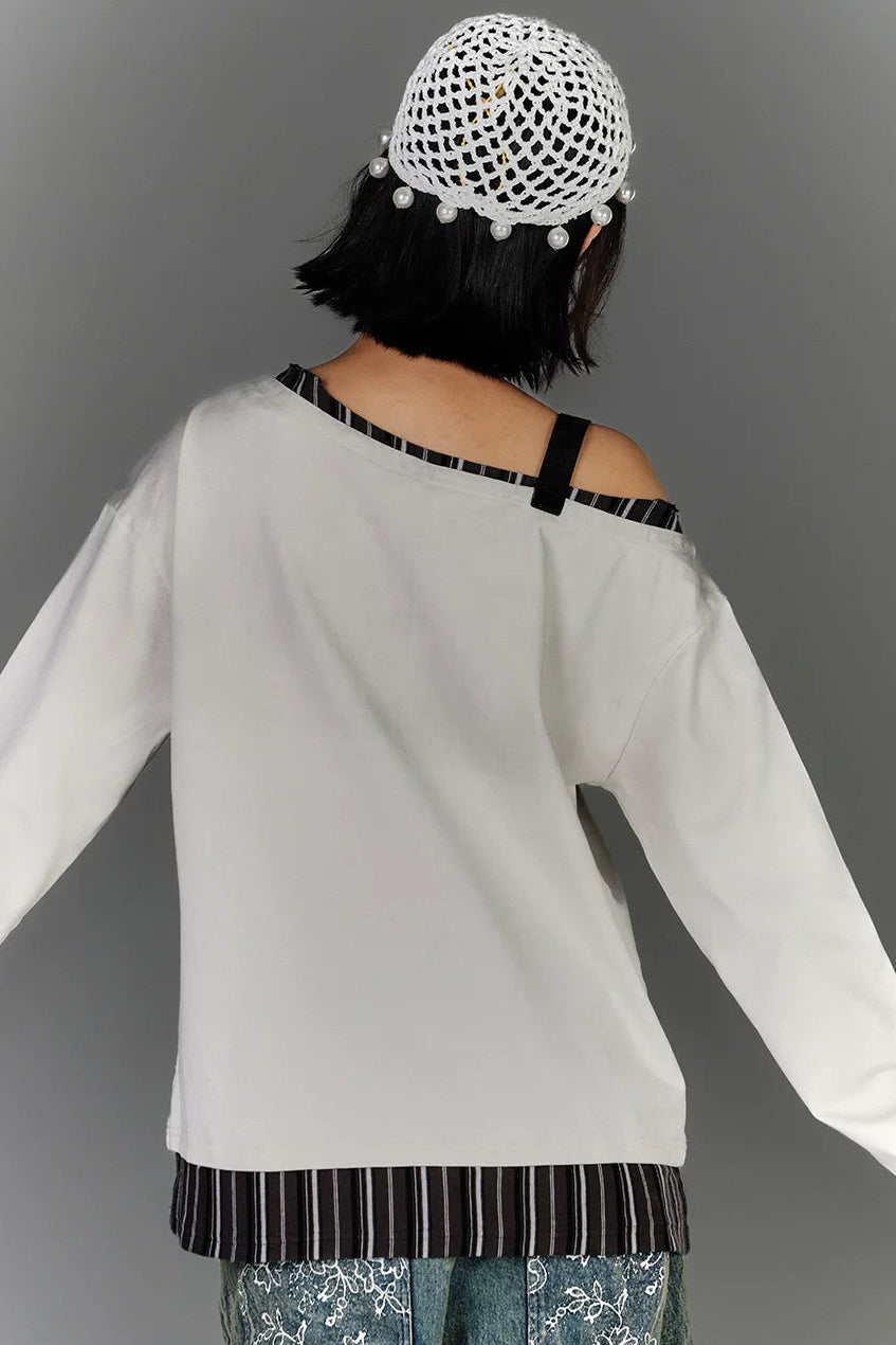 サブカルチャーワンショルダールーズトップス