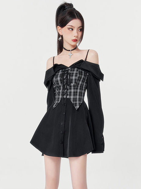 Lace-up Bustier Docking 2Way Dress