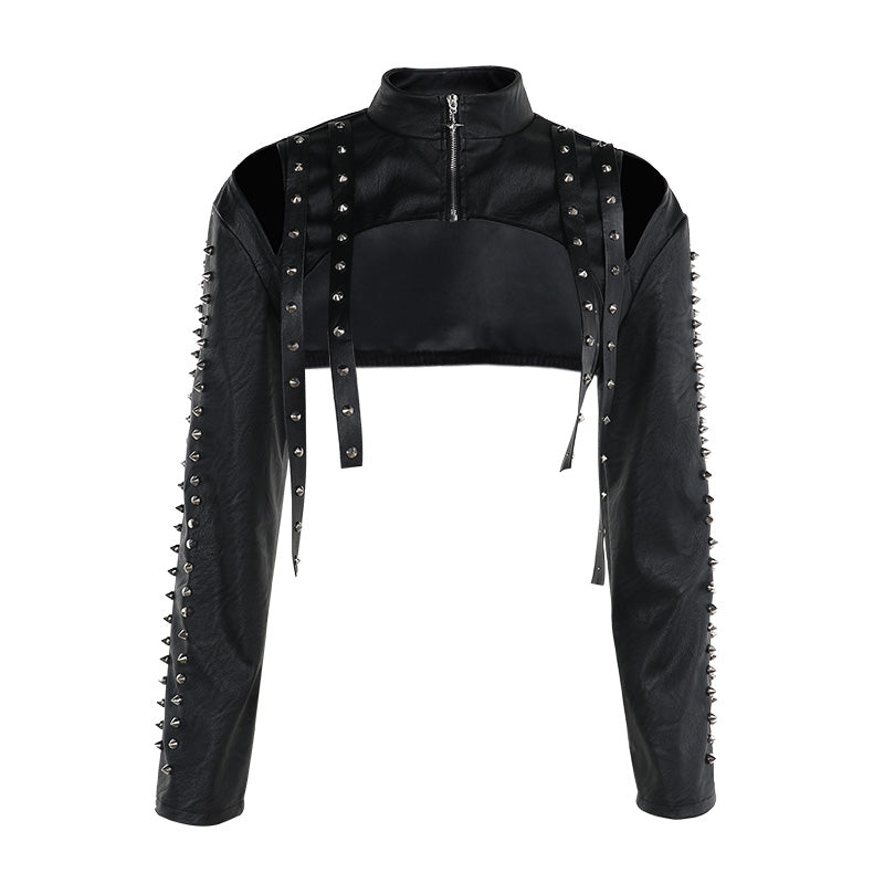 Gotische Niet PU Kitteljacke
