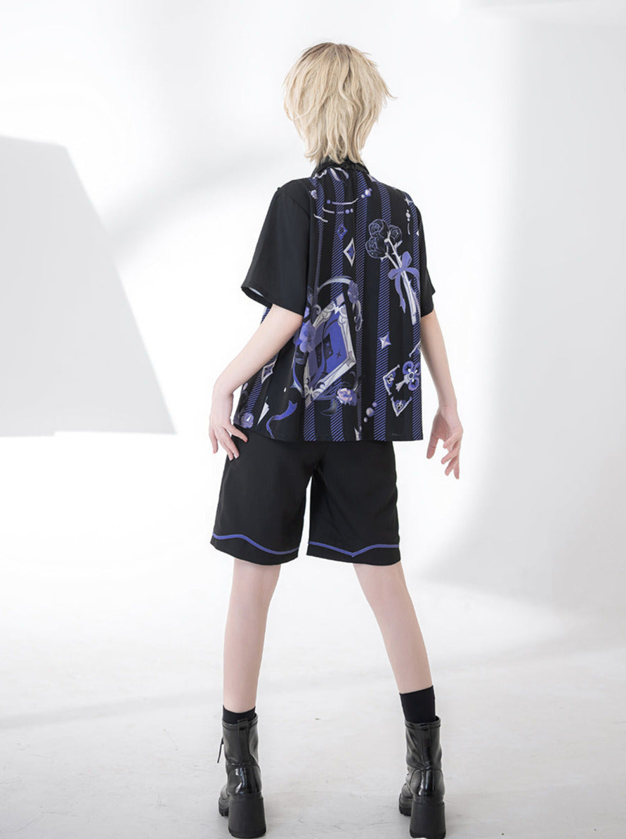 Handsome Prince Print Loose Shirt + Shorts [Reserved Item