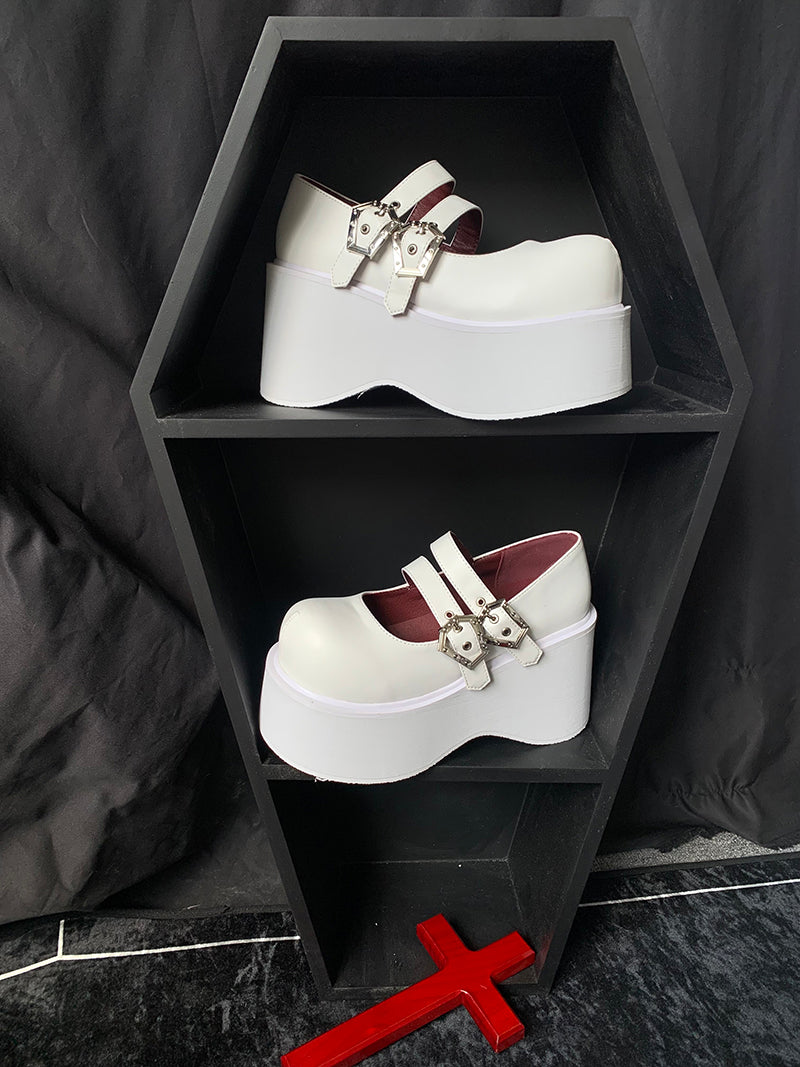 Retro Round Toe Gothic Punk Platform Shoes [Matte Lace