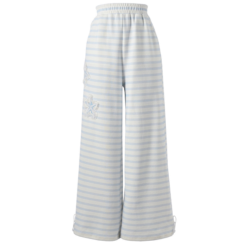 グラデーションレースフード付きパーカー+ルーズパンツ