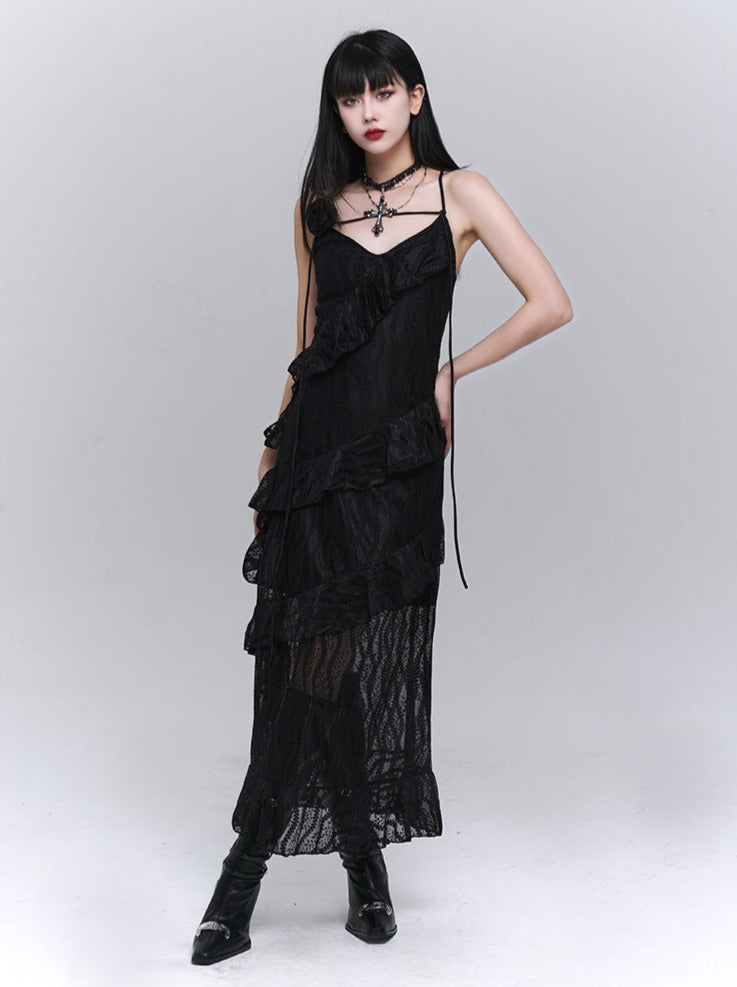 Girl Lace Suspender Dress + Flower Accessories