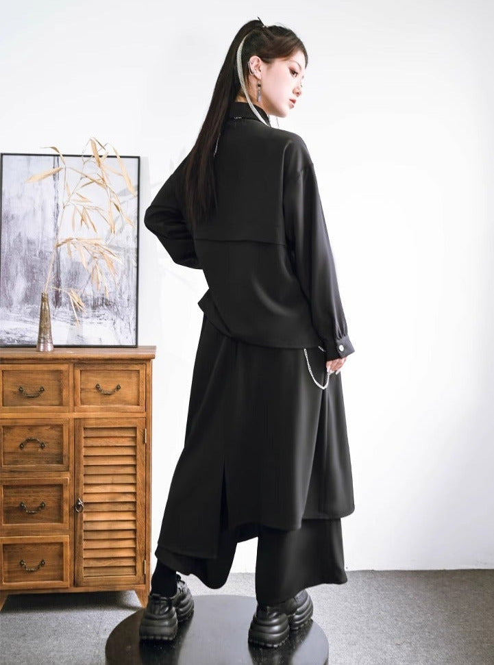 金乌深色彩奈常规刺绣衬衫