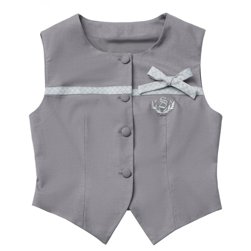 블로킹 케이프 + 셔츠 + 스커트 + 베스트