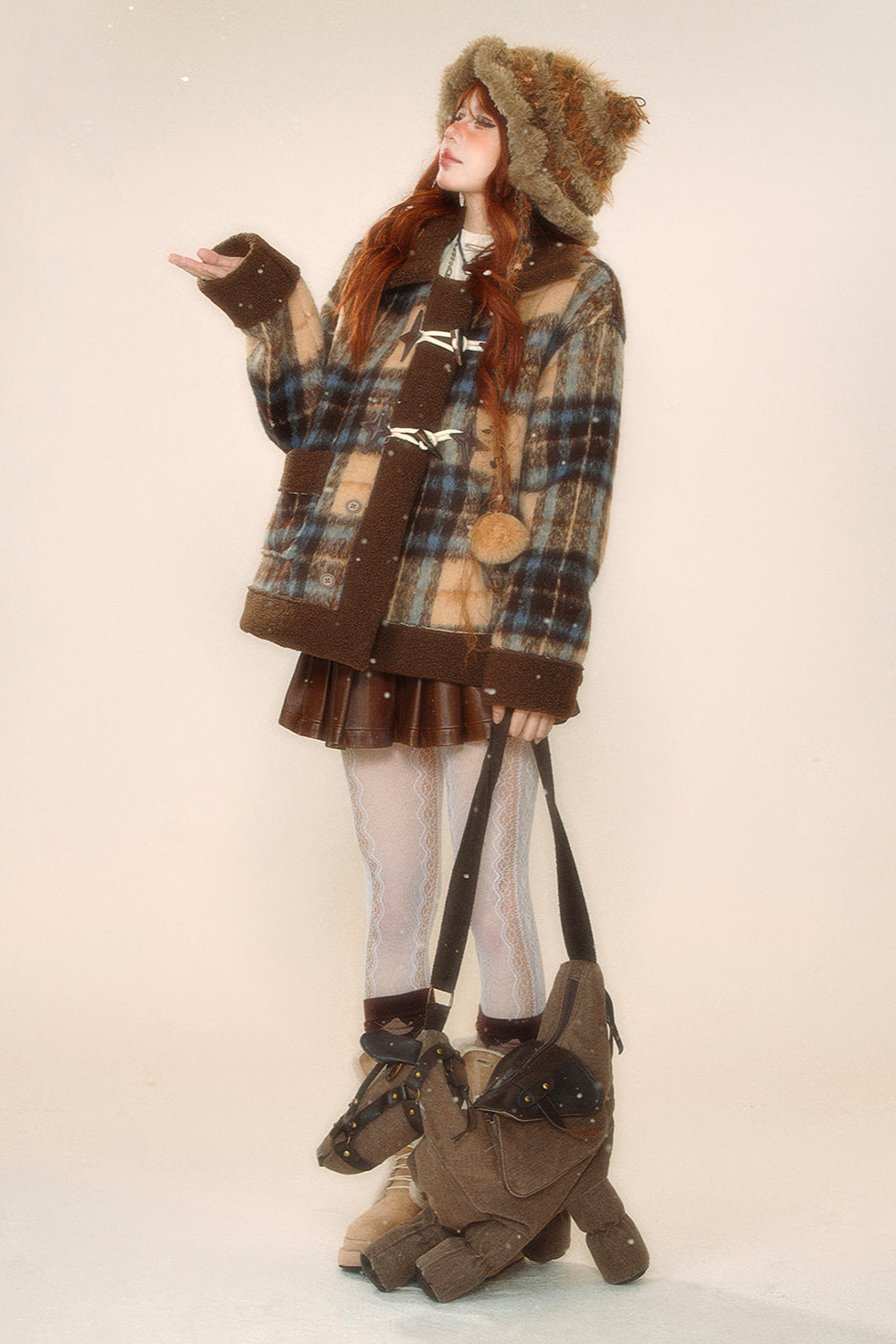 ホーンボタンチェックスリムジャケット