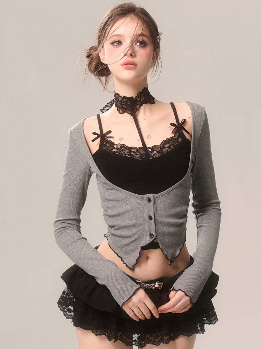 ロマンチックオープンネックカーディガン