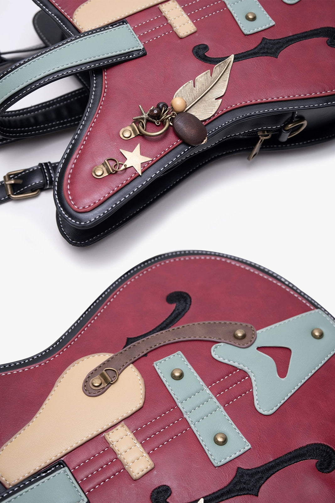 HIATUS original vintage metal pendant guitar shoulder crossbody bag contrast creative vintage musical instrument shoulder bag