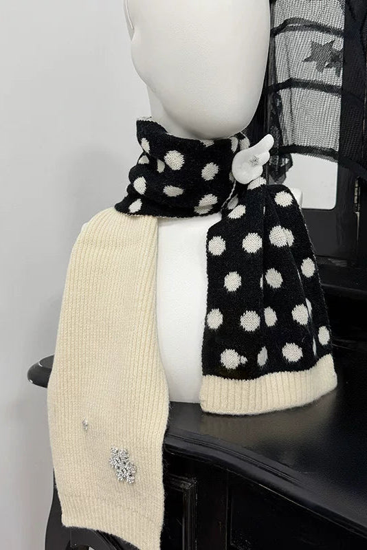 Dotted Retro Knit Scarf