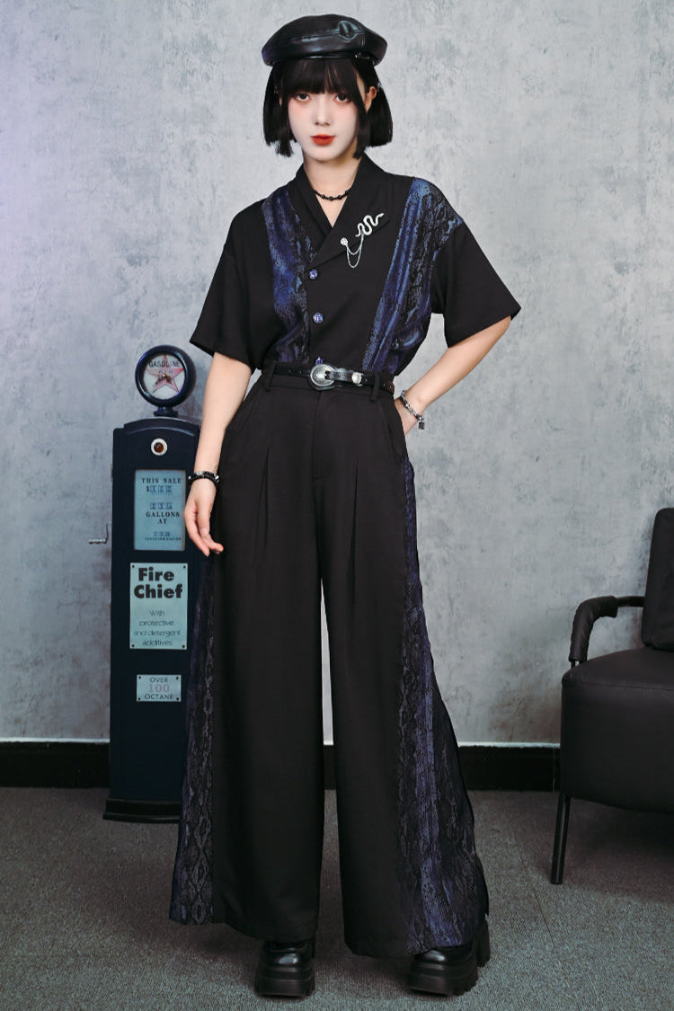 China Stitch Wide Leg Pants