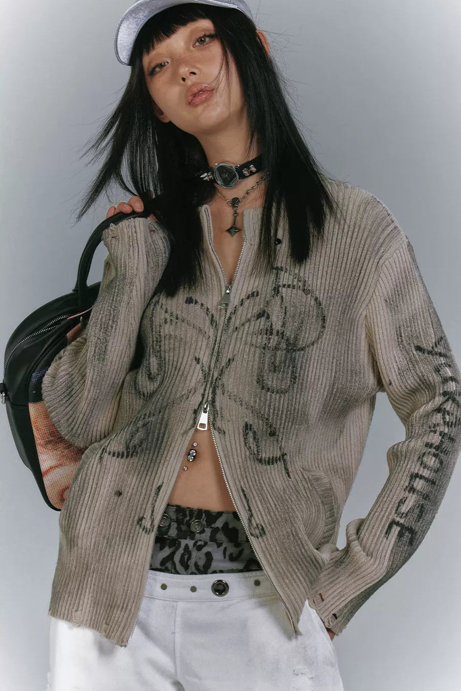 ダークモードジッパートップス