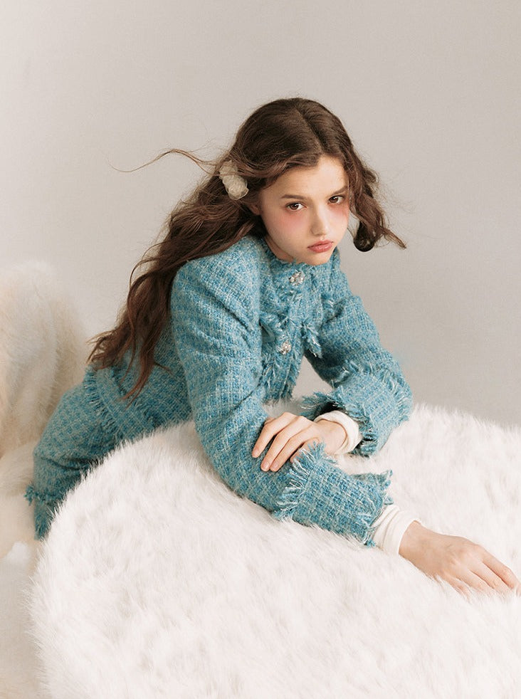 Turquoise Tweed Jacket + Turquoise Tweed Skirt