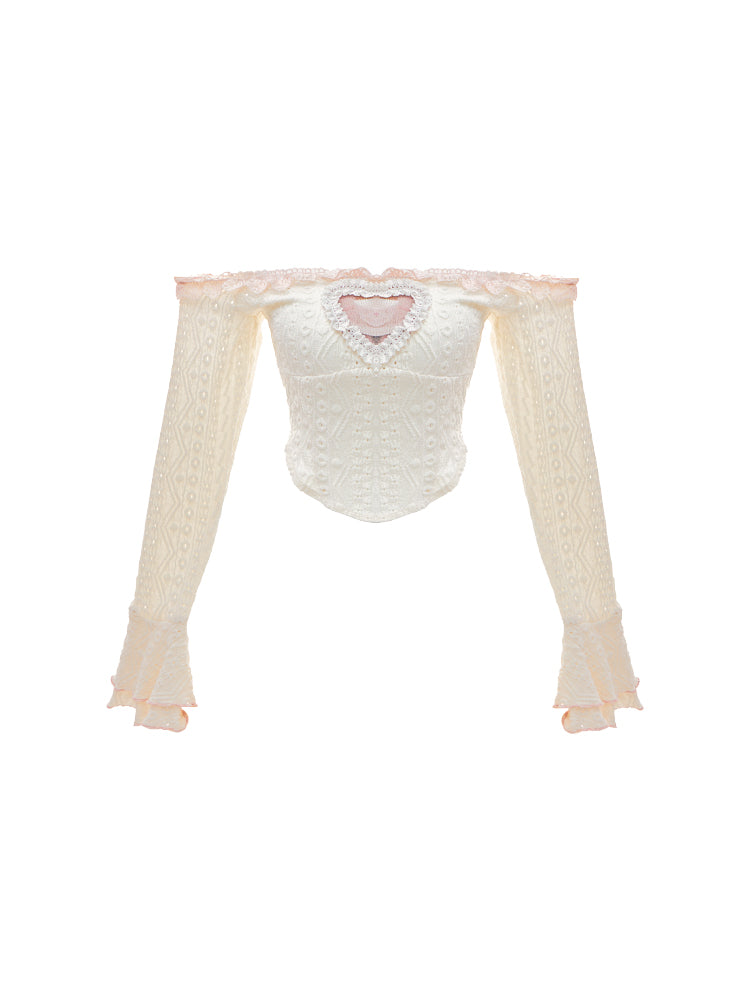 Sweet girly vest + off-the-shoulder top + cake ruffle skirt