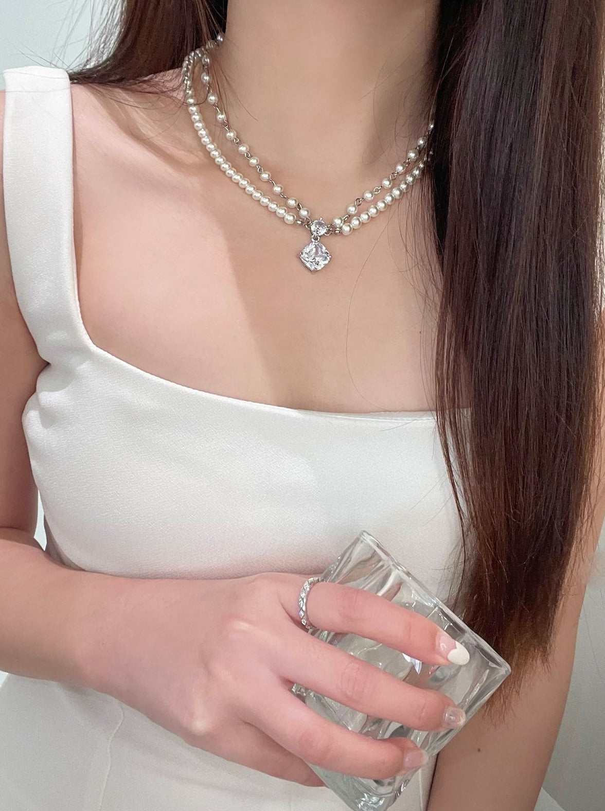 Double Pearl Jewel Necklace