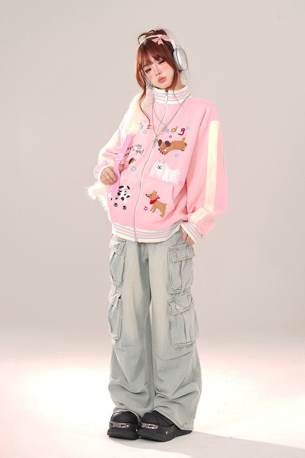 Stand -up color bass ball jacket