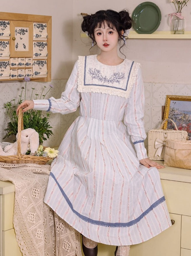 レトロストライプヴィンテージドレス