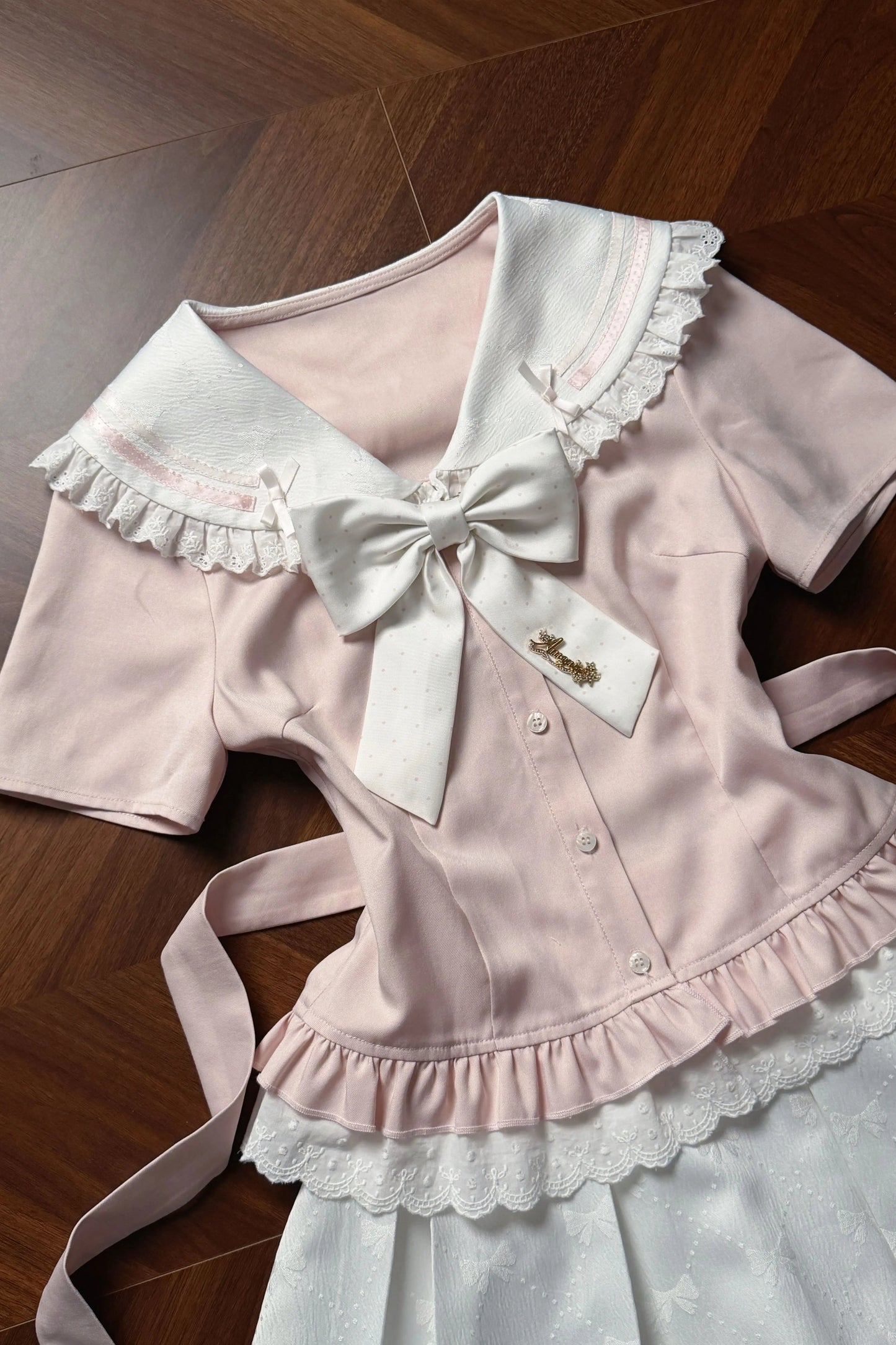 Mädchenhaft-Adrett Matrosen-Oberteil + Rock