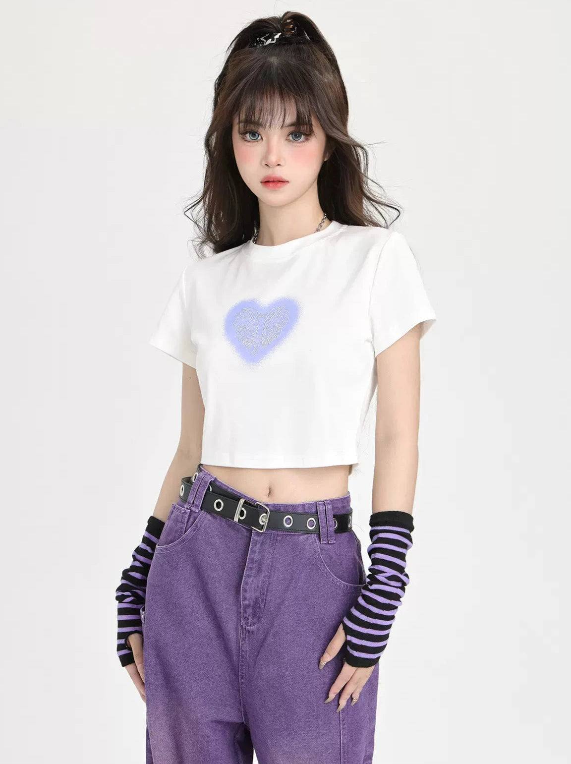 American Love Print Short T-Shirt + Sleeve