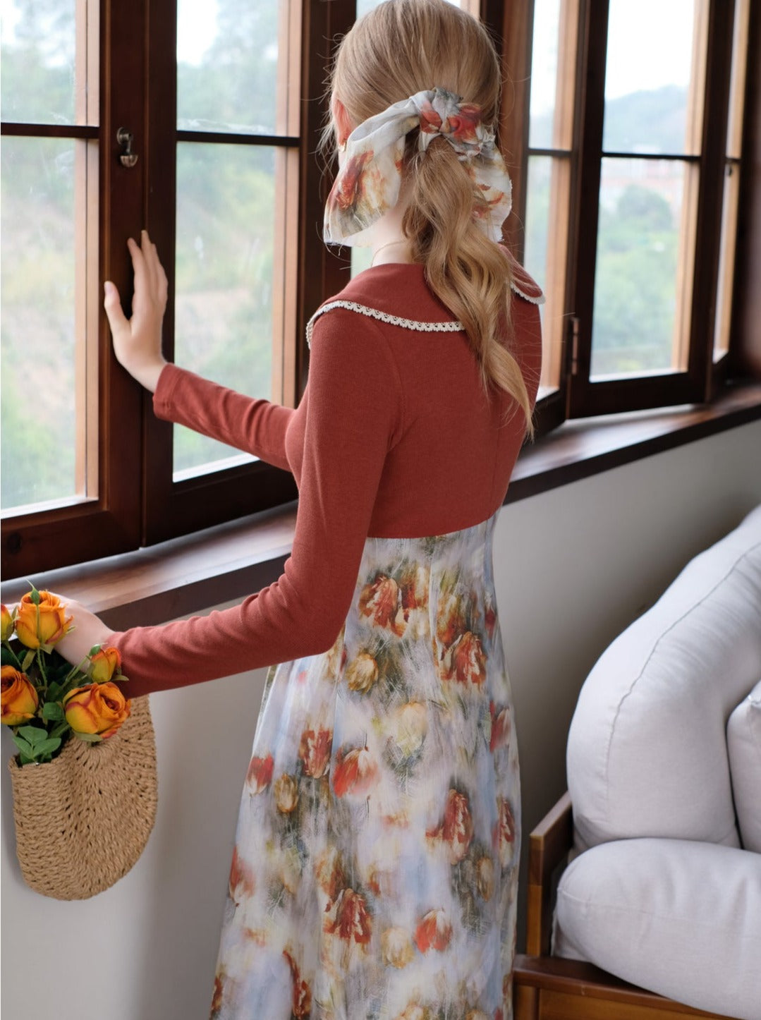 Queen French - Robe à imprimé rétro