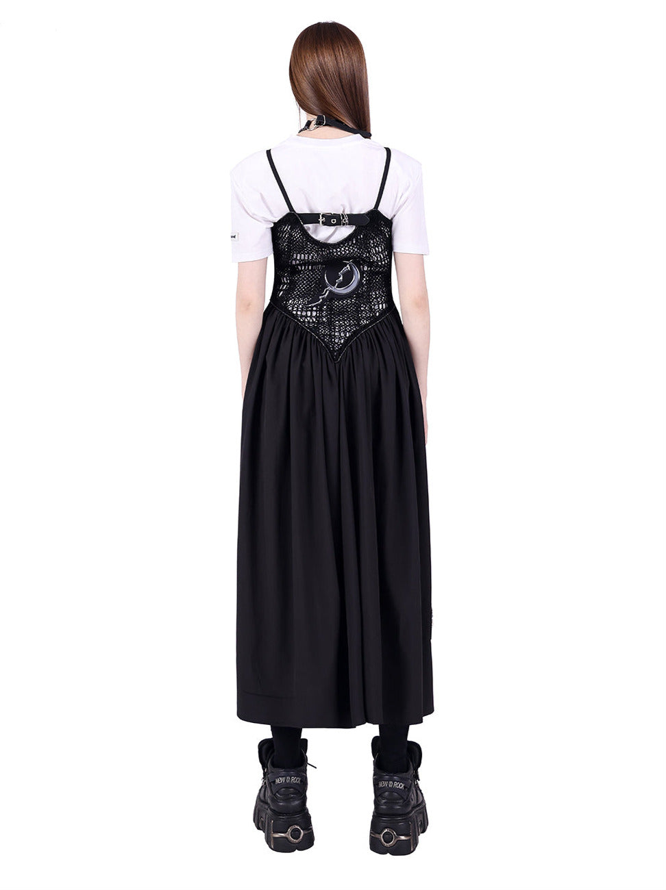 Y2K Punk Rock Electric Moon Double Side Mesh Dress