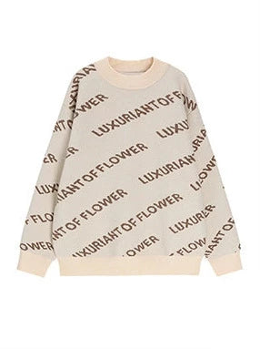 Lazy style pullover knit sweater [plain, lined