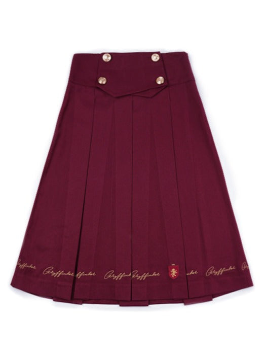 Box-pleated double-breasted skirt