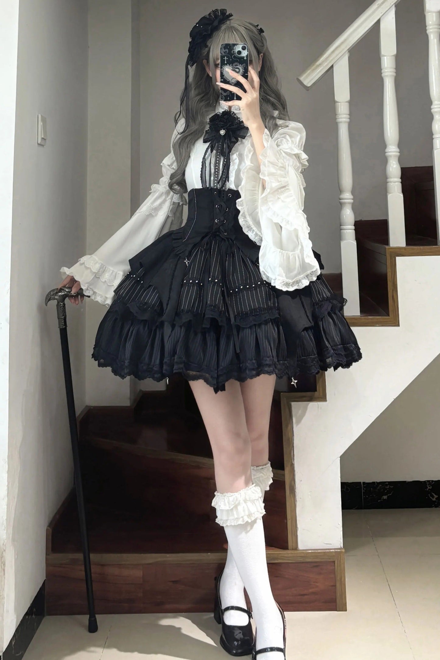 【予約商品】ゴシックフィッシュボーンウエストロリータセットアップ