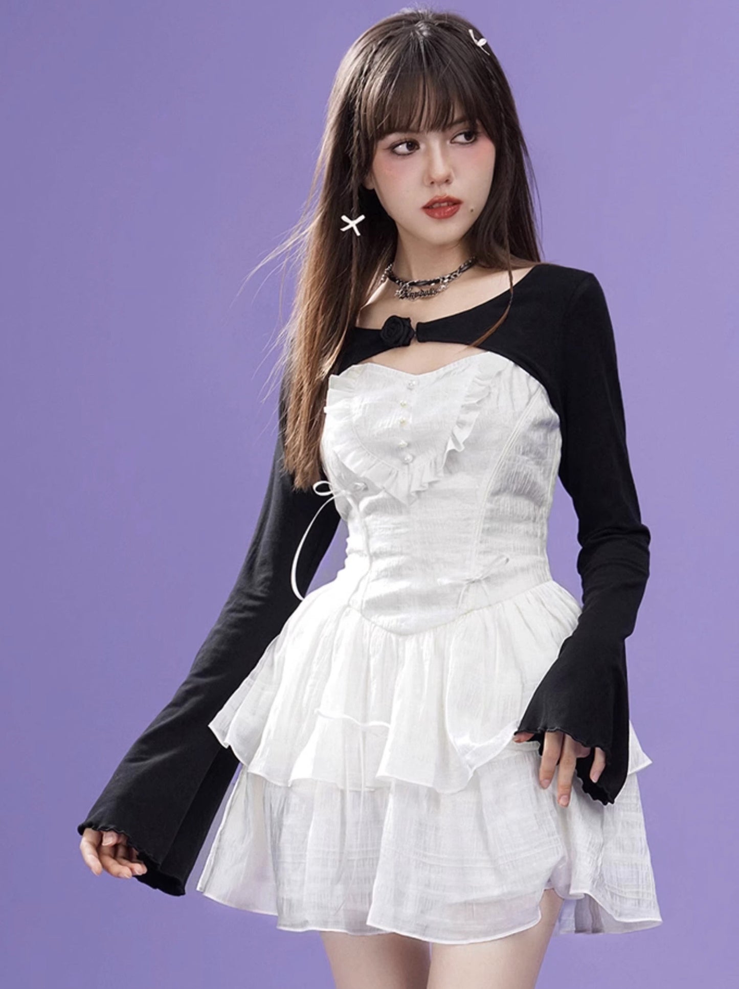 Dark Rose Black Short Shirt Jacket