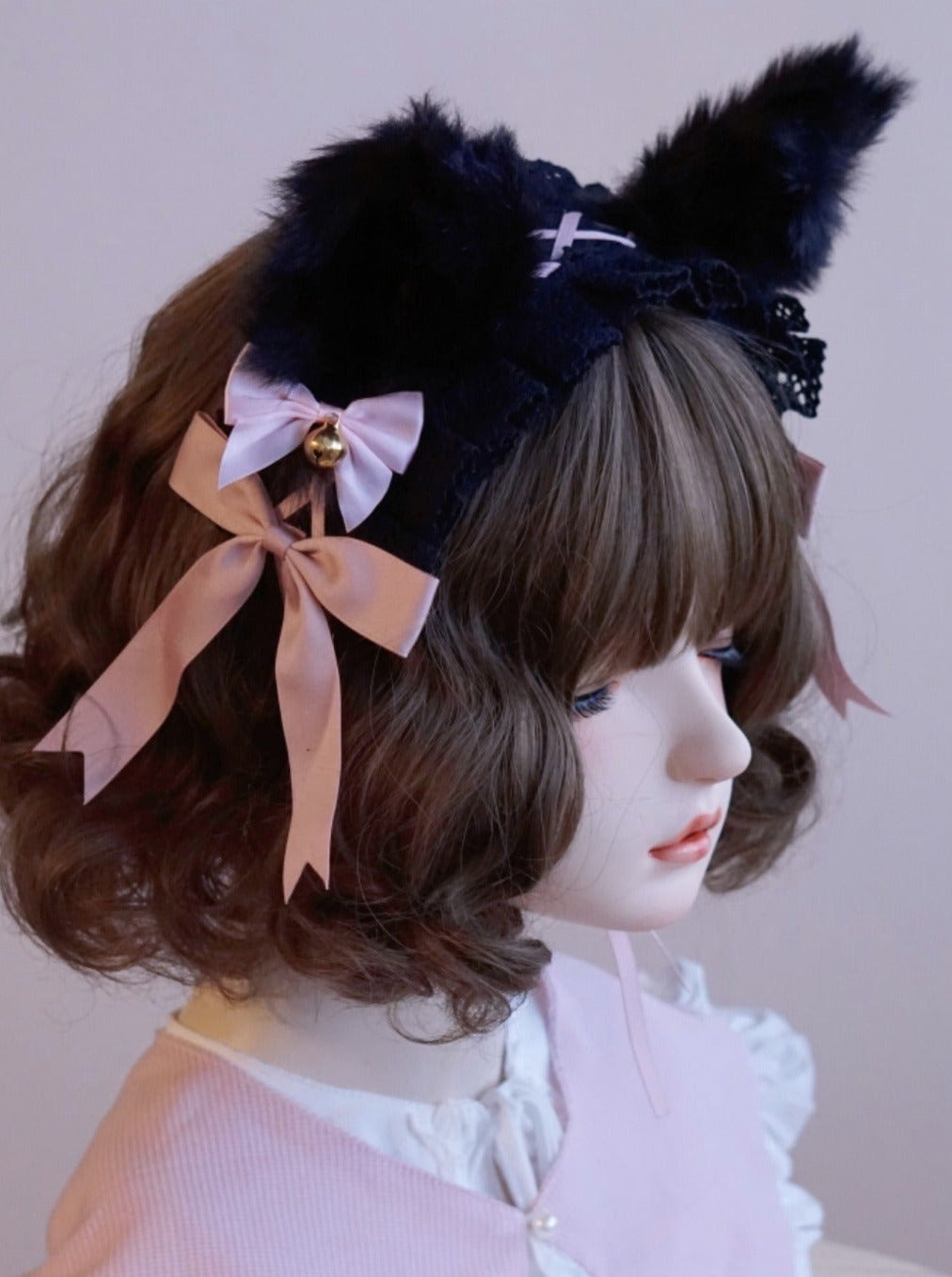 Schwarzer rosa Kunstpelz-Catsuit