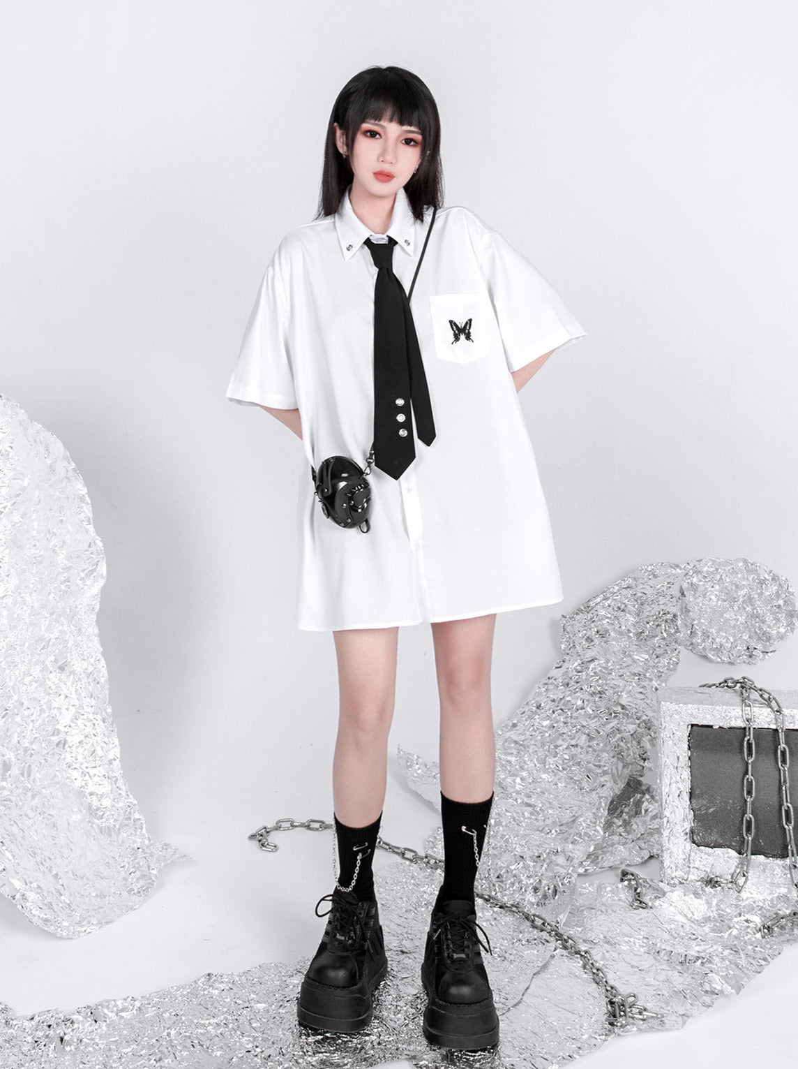 深色酷眼黑色领带