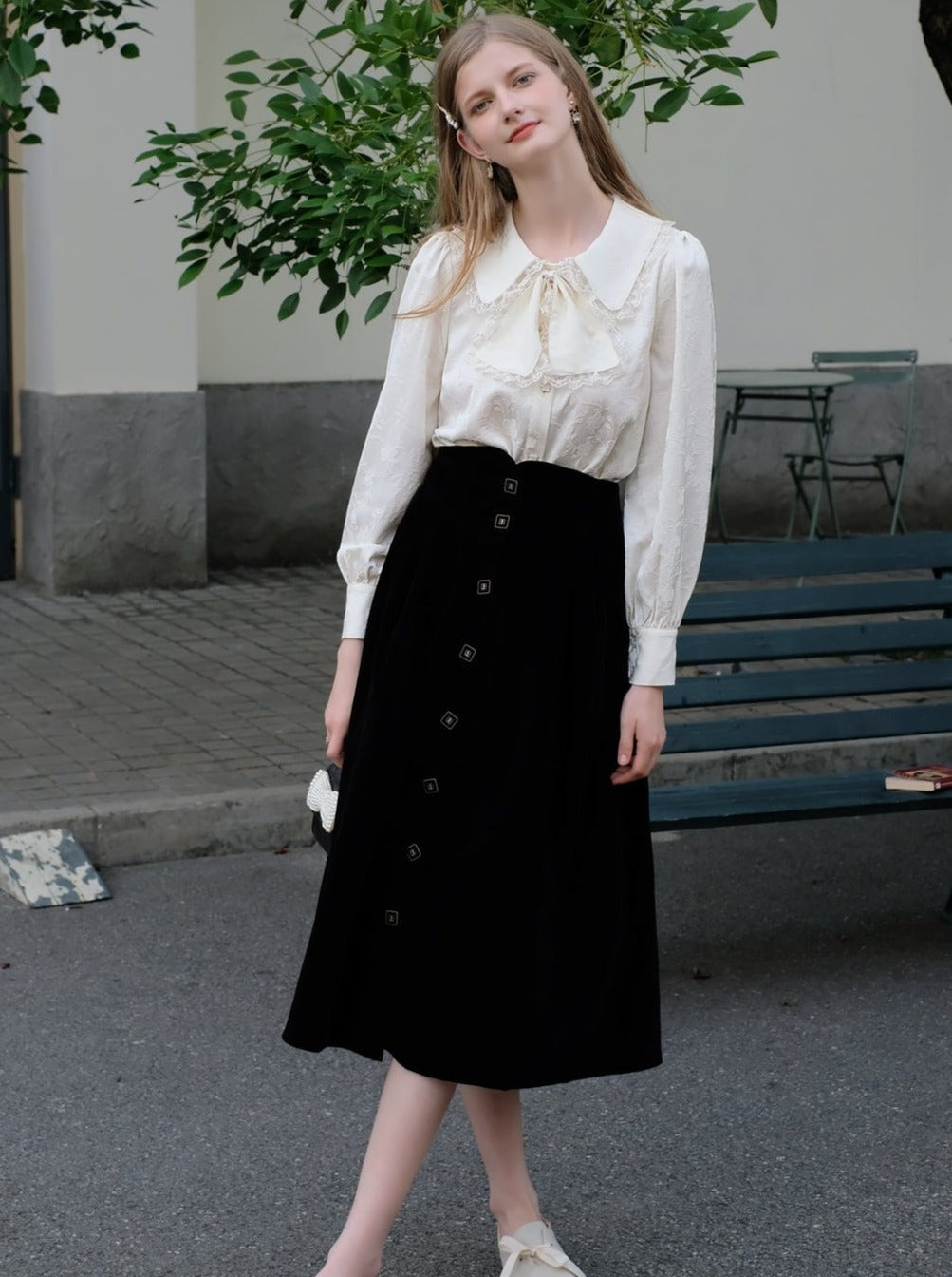 フレンチエレガントリボンブラウス