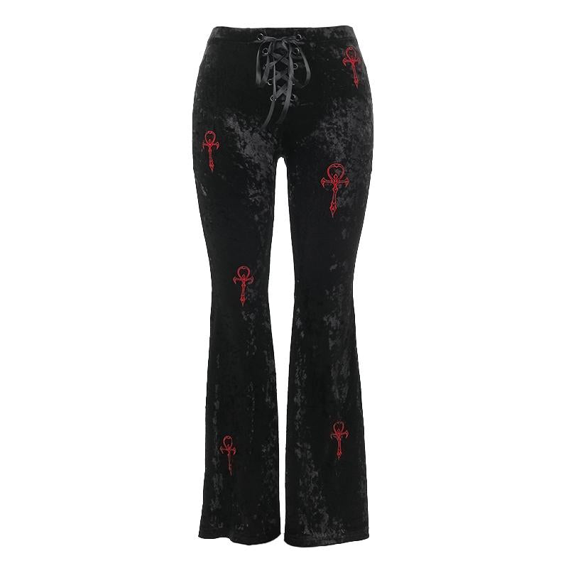 Gothic Cross Flared Pants